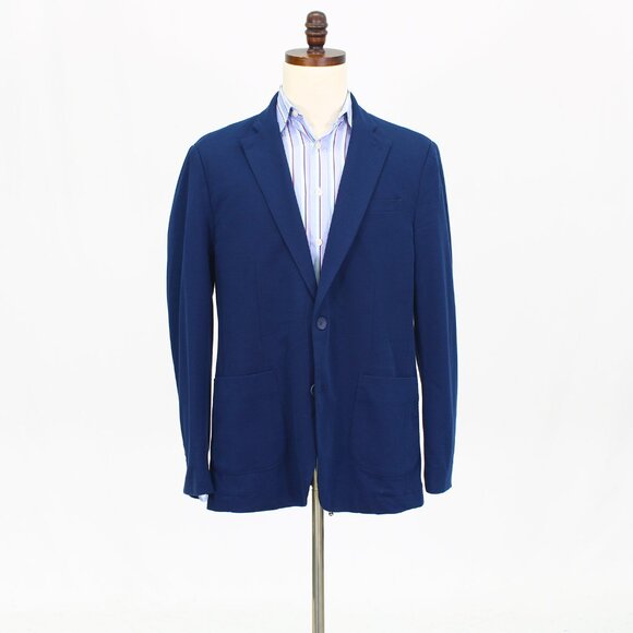 Giasone 42R Blue Solid 2-Button Sport Coat Blazer Jacket T773